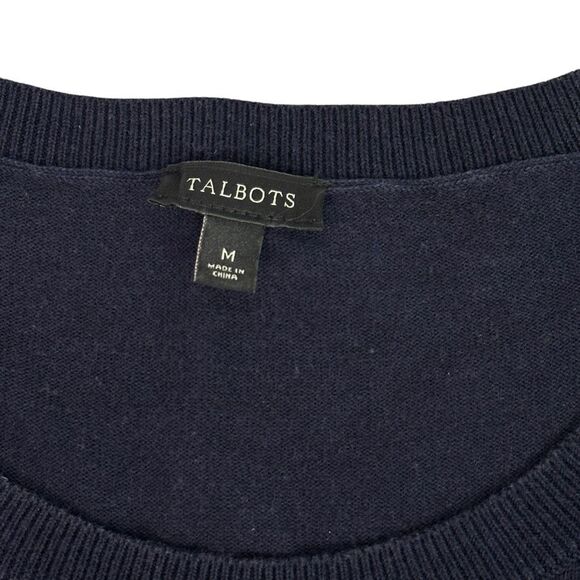 Talbots Navy Medium Sweater with Silver Beaded Dots - Picture 5 of 7